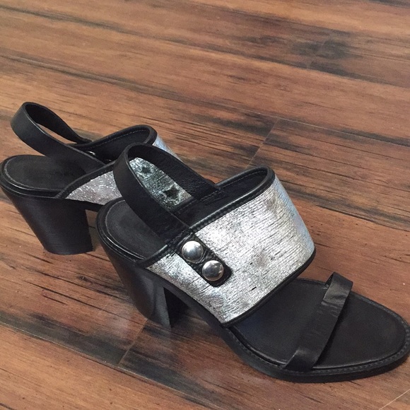Diesel  heels open toe heels black with silver stars size 39 - Picture 5 of 9